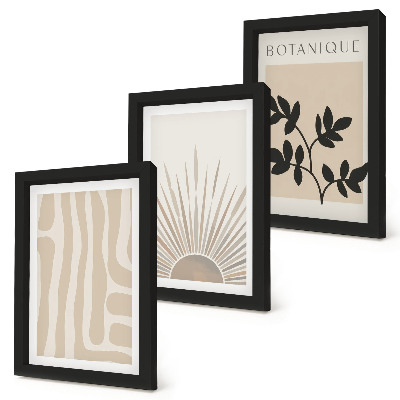 Lot de 3 tableaux Motifs abstraits à accents floraux dans des tons neutres