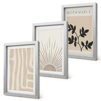 Lot de 3 tableaux Motifs abstraits à accents floraux dans des tons neutres