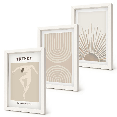Ensemble de 3 tableaux Affiches pastel, abstractions bohèmes tendance