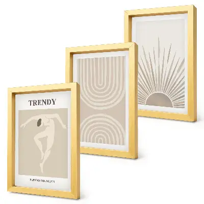 Ensemble de 3 tableaux affiches aux motifs abstraits bohèmes dans des tons pastel