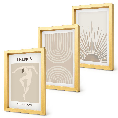 Ensemble de 3 tableaux Affiches pastel, abstractions bohèmes tendance