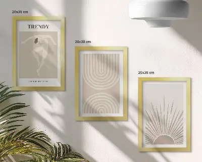 Ensemble de 3 tableaux affiches aux motifs abstraits bohèmes dans des tons pastel