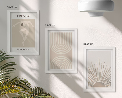 Ensemble de 3 tableaux Affiches pastel, abstractions bohèmes tendance
