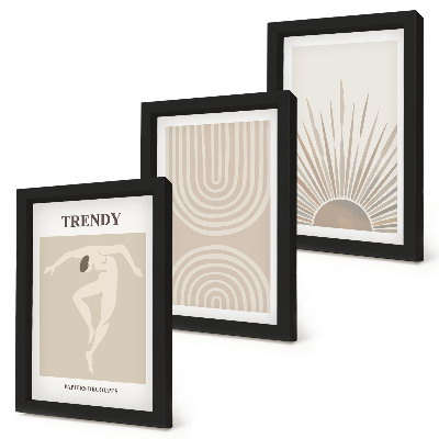 Ensemble de 3 tableaux Affiches pastel, abstractions bohèmes tendance