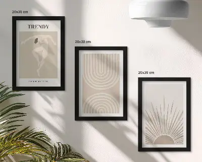 Ensemble de 3 tableaux affiches aux motifs abstraits bohèmes dans des tons pastel