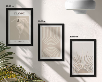 Ensemble de 3 tableaux Affiches pastel, abstractions bohèmes tendance