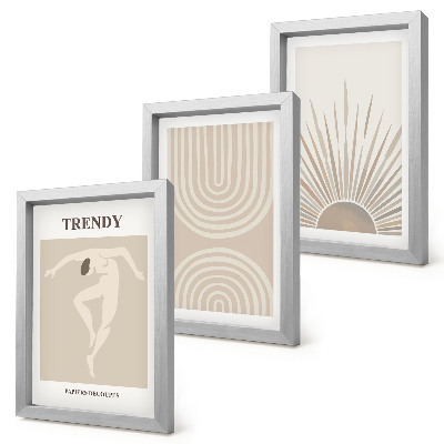 Ensemble de 3 tableaux Affiches pastel, abstractions bohèmes tendance