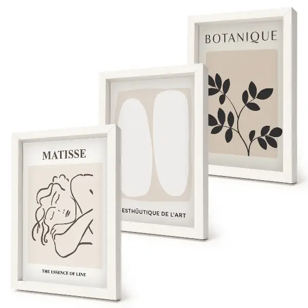 Mur de cadres tableaux minimalistes élégants à motifs végétaux façon Matisse