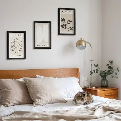 Mur de cadres tableaux minimalistes élégants à motifs végétaux façon Matisse