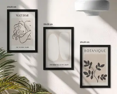Mur de cadres tableaux minimalistes élégants à motifs végétaux façon Matisse