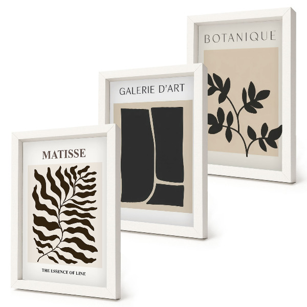 Lot de 3 tableaux Affiches minimalistes avec des motifs végétaux et des abstractions