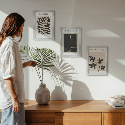 Lot de 3 tableaux Affiches minimalistes avec des motifs végétaux et des abstractions
