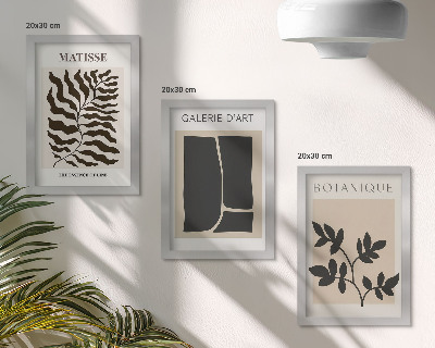 Lot de 3 tableaux Affiches minimalistes avec des motifs végétaux et des abstractions