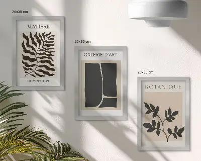 Lot de 3 tableaux affiches minimalistes avec motifs végétaux et abstraits