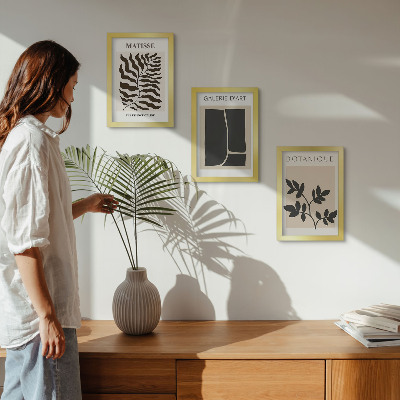 Lot de 3 tableaux Affiches minimalistes avec des motifs végétaux et des abstractions