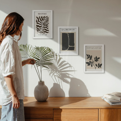 Lot de 3 tableaux Affiches minimalistes avec des motifs végétaux et des abstractions