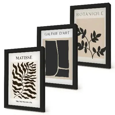 Lot de 3 tableaux affiches minimalistes avec motifs végétaux et abstraits