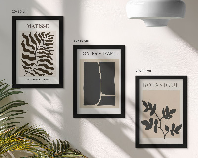Lot de 3 tableaux Affiches minimalistes avec des motifs végétaux et des abstractions