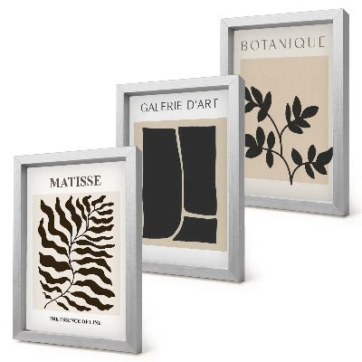Lot de 3 tableaux Affiches minimalistes avec des motifs végétaux et des abstractions