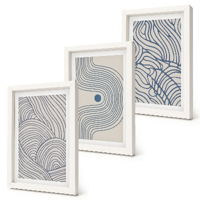 Ensemble de 3 tableaux Lignes décoratives abstraites et formes ondulées