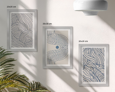 Ensemble de 3 tableaux Lignes décoratives abstraites et formes ondulées