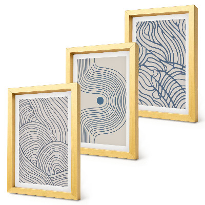 Ensemble de 3 tableaux Lignes décoratives abstraites et formes ondulées