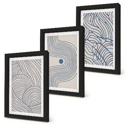 Ensemble de 3 tableaux Lignes décoratives abstraites et formes ondulées