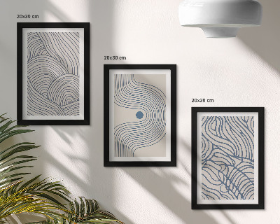 Ensemble de 3 tableaux Lignes décoratives abstraites et formes ondulées
