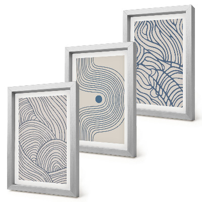 Ensemble de 3 tableaux Lignes décoratives abstraites et formes ondulées