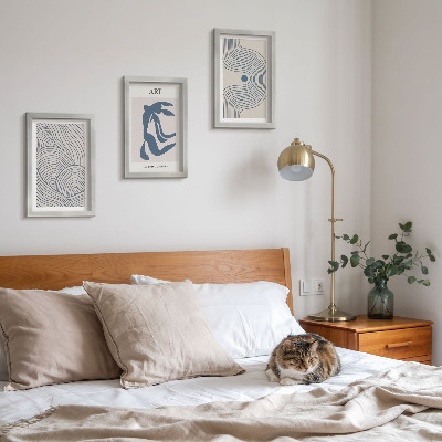 Mur de cadres Motifs abstraits de lignes et de formes dans des nuances de bleu