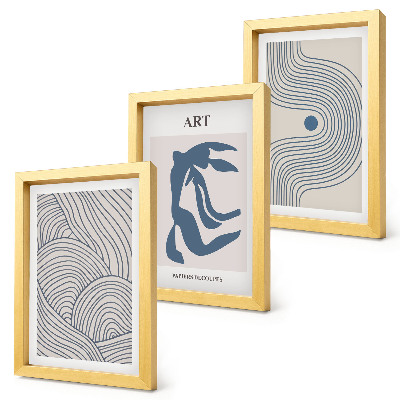 Mur de cadres Motifs abstraits de lignes et de formes dans des nuances de bleu