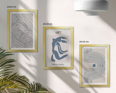 Mur de cadres Motifs abstraits de lignes et de formes dans des nuances de bleu
