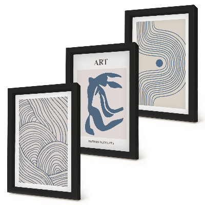 Mur de cadres Motifs abstraits de lignes et de formes dans des nuances de bleu