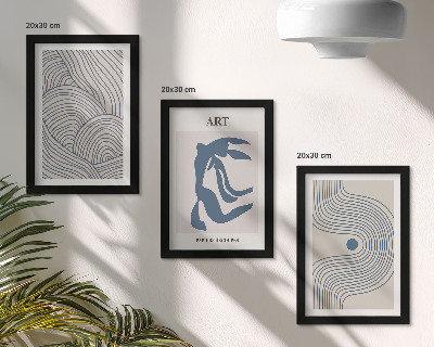 Mur de cadres Motifs abstraits de lignes et de formes dans des nuances de bleu