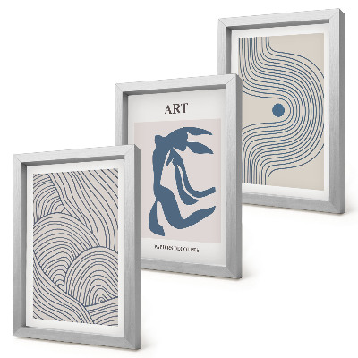 Mur de cadres Motifs abstraits de lignes et de formes dans des nuances de bleu