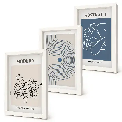 Lot de 3 affiches de fleurs à motifs abstraits et lignes ensemble de trois tableaux décoratifs