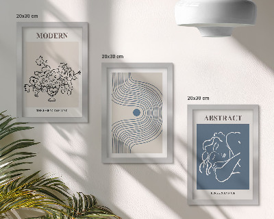 Lot de 3 tableaux Affiches de fleurs, lignes et formes abstraites