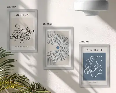 Lot de 3 affiches de fleurs à motifs abstraits et lignes ensemble de trois tableaux décoratifs