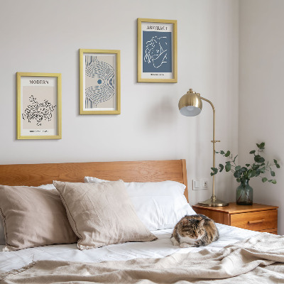 Lot de 3 tableaux Affiches de fleurs, lignes et formes abstraites