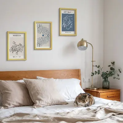 Lot de 3 affiches de fleurs à motifs abstraits et lignes ensemble de trois tableaux décoratifs