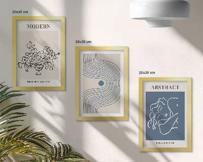Lot de 3 tableaux Affiches de fleurs, lignes et formes abstraites