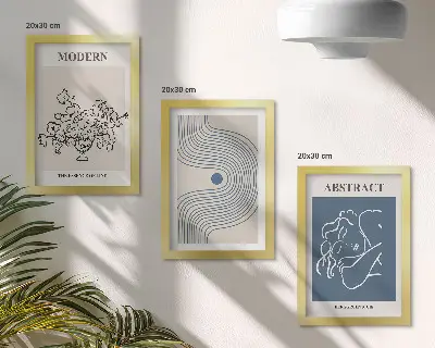 Lot de 3 affiches de fleurs à motifs abstraits et lignes ensemble de trois tableaux décoratifs