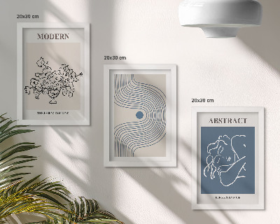 Lot de 3 tableaux Affiches de fleurs, lignes et formes abstraites