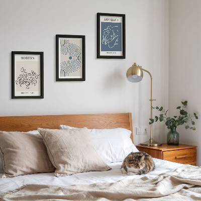 Lot de 3 tableaux Affiches de fleurs, lignes et formes abstraites