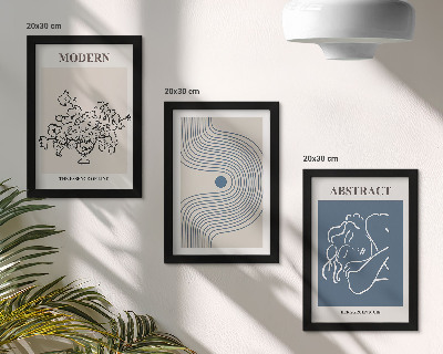 Lot de 3 tableaux Affiches de fleurs, lignes et formes abstraites