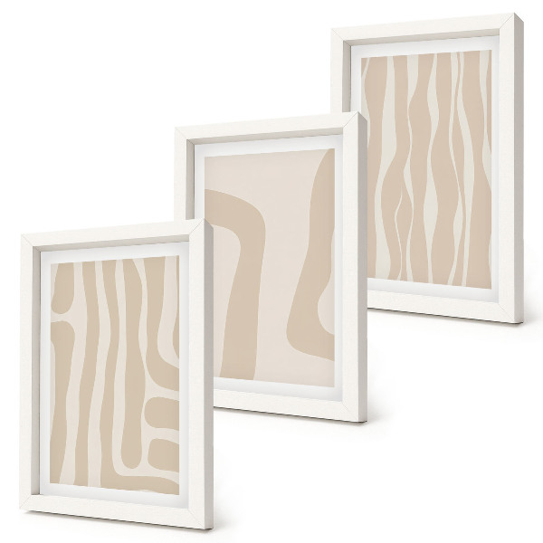 Ensemble de 3 tableaux Motifs abstraits, formes minimalistes, style bohème