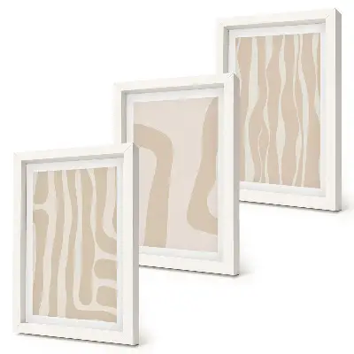 Ensemble de 3 tableaux motifs abstraits et formes minimalistes au style bohème