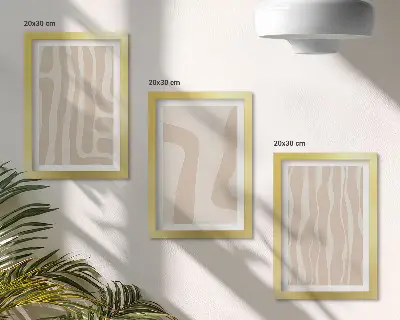 Ensemble de 3 tableaux motifs abstraits et formes minimalistes au style bohème