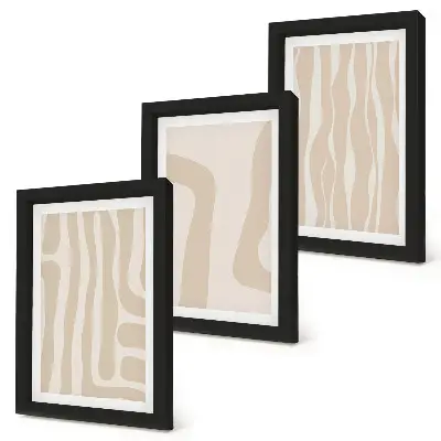 Ensemble de 3 tableaux motifs abstraits et formes minimalistes au style bohème