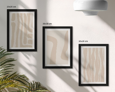 Ensemble de 3 tableaux Motifs abstraits, formes minimalistes, style bohème
